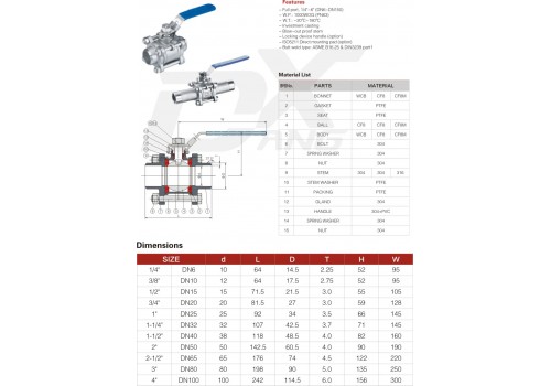 3-PC BALL VALVE BUTT WELD END 3-PC BALL VALVE BUTT WELD END